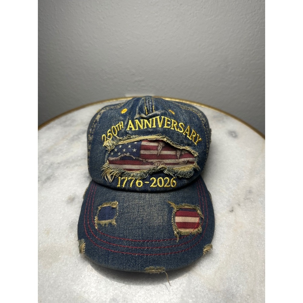 USA‎ 250th Anniversary 1776-2026 Distressed Denim Baseball Cap Patriotic Hat